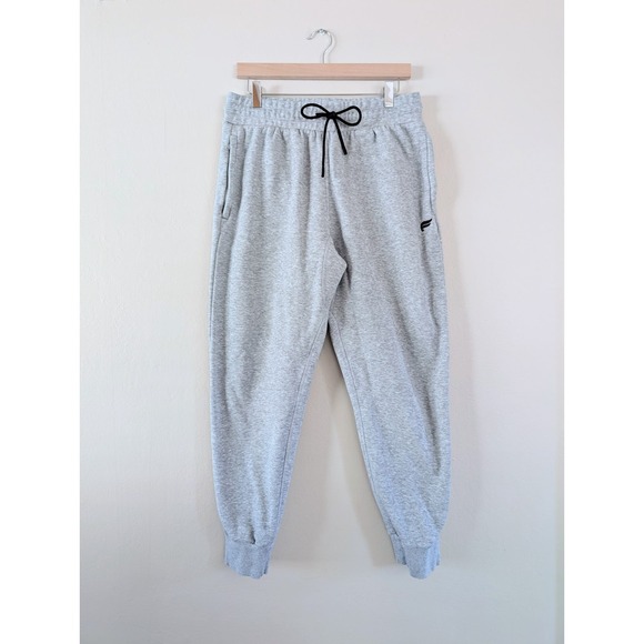 Fabletics Heather Gray Fleece Joggers Drawstring Waist Activewear Workout L - Picture 2 of 7